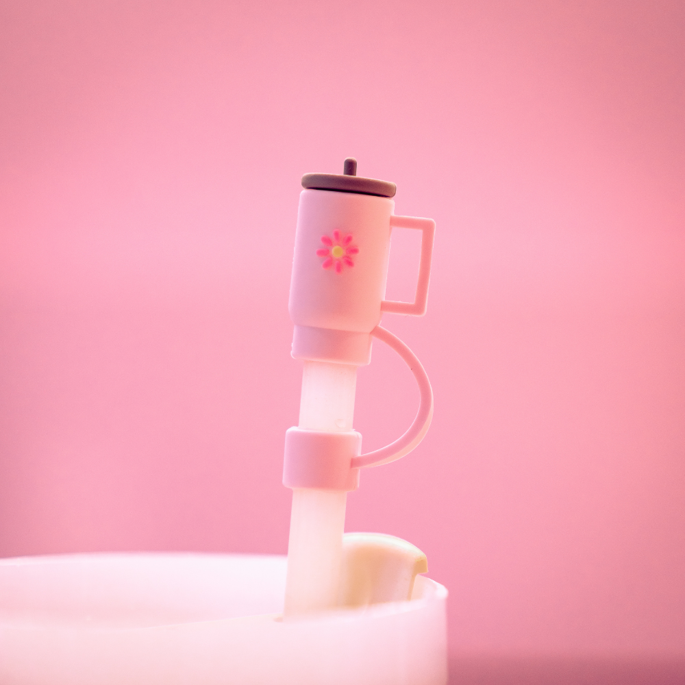 Couvre-paille - Gobelet rose