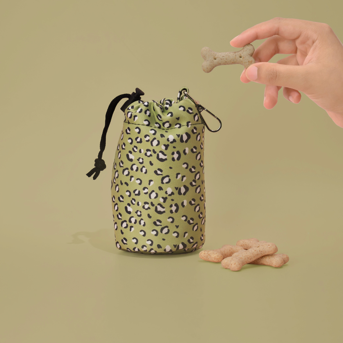 Pochette à friandises à cordon - Léopard kaki
