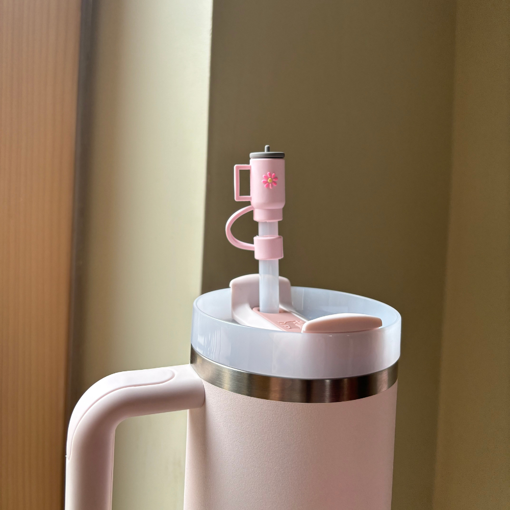 Couvre-paille - Gobelet rose