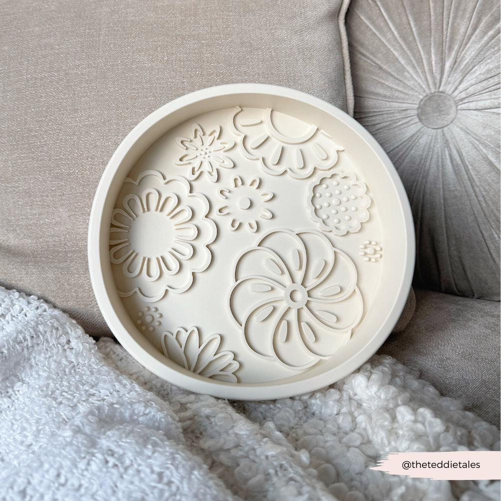 Gamelle de léchage - Fleurs crème