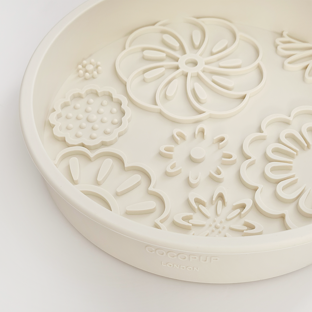 Gamelle de léchage - Fleurs crème