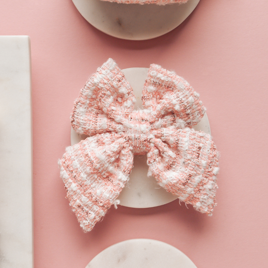 Grand nœud - Tweed Texturé Rose